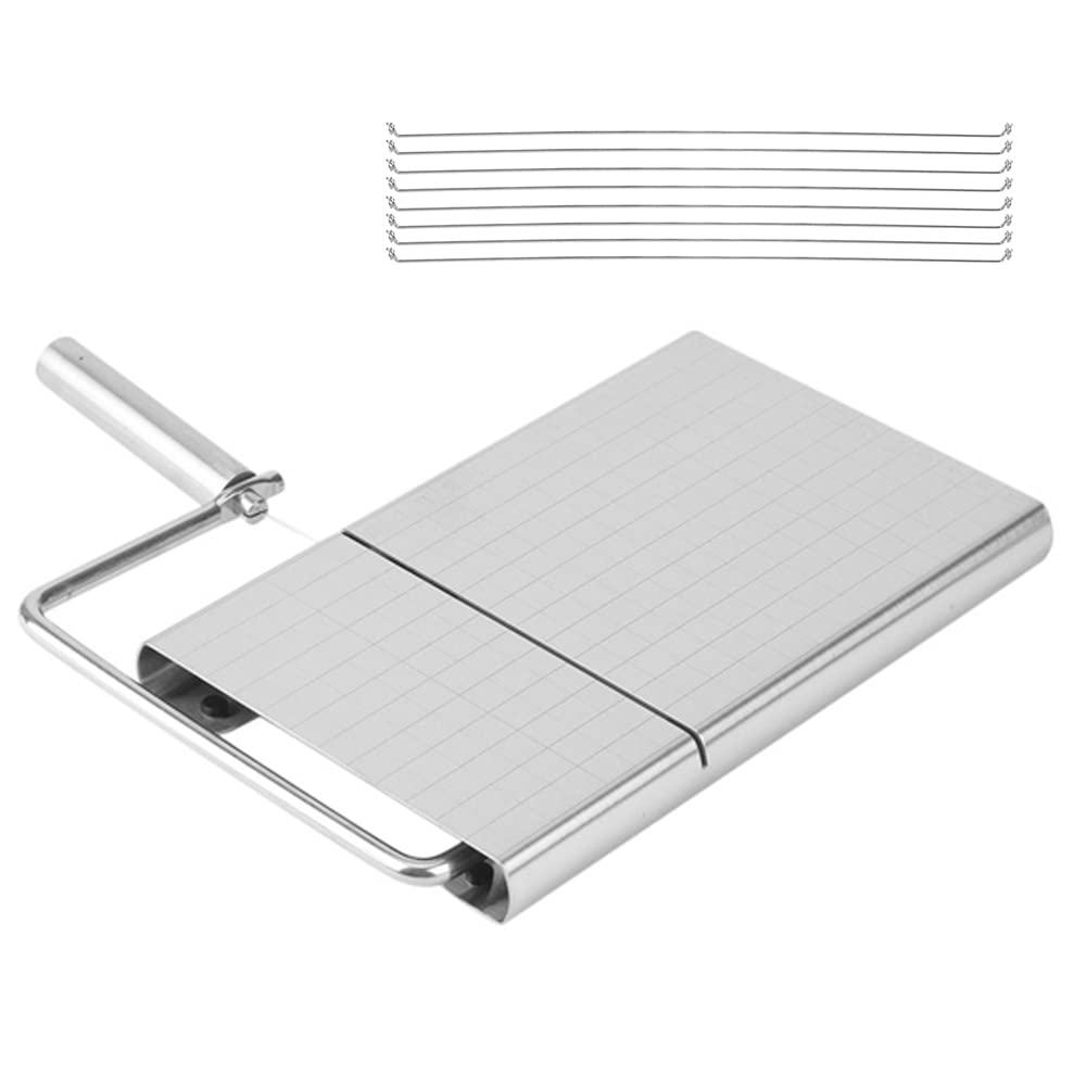 Spactz Silver Stainless Steel Cheese Slicer With 8 Wire Cheese For Block Cheese Slicers Cutting Board Cheese
