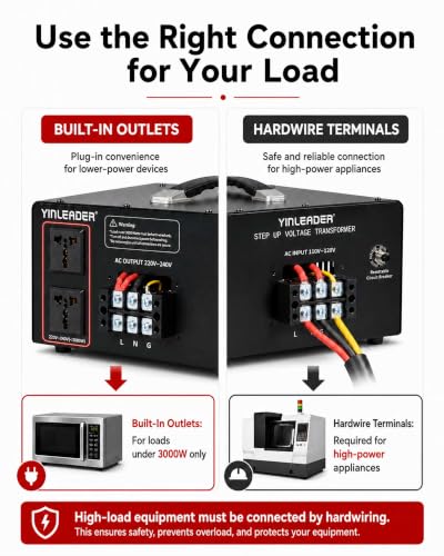Image of 8000W PRO Step Up Transformer 110V /120V to 220V /240V Voltage Converter | Hardwired Connection Only, High-Capacity Power Converter with Built-in Circuit Breaker for 220V Appliances