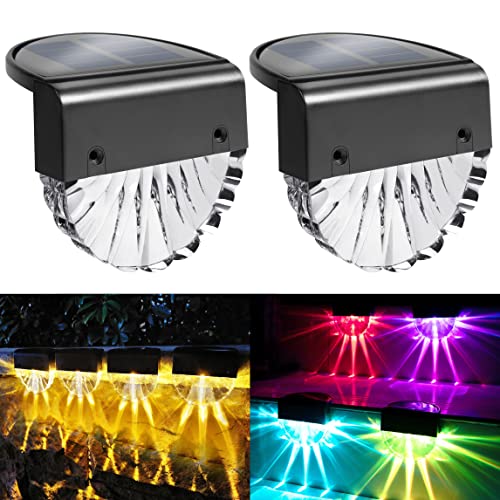 YOFIG Solarlampen für Außen Garten, Wasserdichte Solarleuchten Garten Dekoration, 2 Stück Led Solar Gartenleuchten für Terrasse und Stufen, Solarleuchte mit 2 Modi-Warmweiß/Farbwechselnde YOFIG Solarlampen für Außen Garten, Wasserdichte Solarleuchten Garten Dekoration, 2 Stück Led Solar Gartenleuchten für Terrasse und Stufen, Solarleuchte mit 2 Modi-Warmweiß/Farbwechselnde