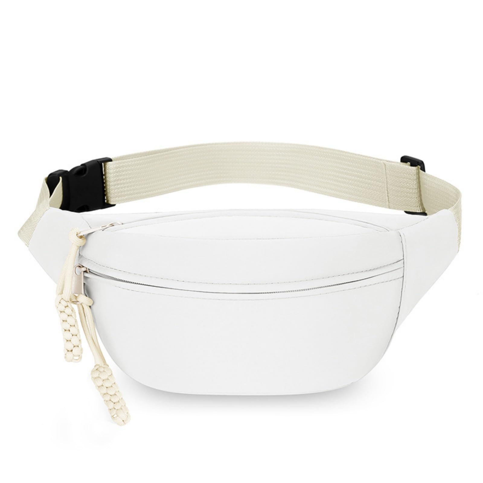 Hixingo Bum Bag for Men Women Waterproof, Bumbag Large with Zipper Lightweight Waist Pack with Adjustable Belt for Sports Running Hiking Walking Travel (White 2,33x14x9cm)