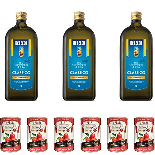 3x De Cecco Classico Natives Olivenöl Extra Olio Extra Vergine 1 Lt nativ + Italian Gourmet 100%...