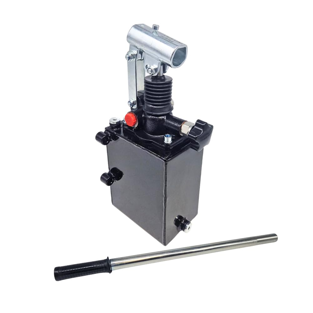 Handpumpe 45 CC, für einfachwirkenden Zylinder, mit Entlastungsventil, montiert mit einem Tank, 600 mm Handhebel im Lieferumfang enthalten (2-Liter-Tank)