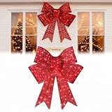 Décoration de Noël vivante : le nœud de Noël de 61 cm avec éclairage intégré séduit par son design vif, qui met en valeur votre décoration extérieure et veille à ce que votre jardin se démarque particulièrement pendant les vacances.