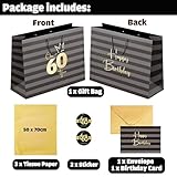 Sumerk 1 PC 13" Large Gift Bag with Card Stickers and Tissue Paper 60th Birthday Bag for Women Men Happy 60th Birthday Gift Bag - Image 2