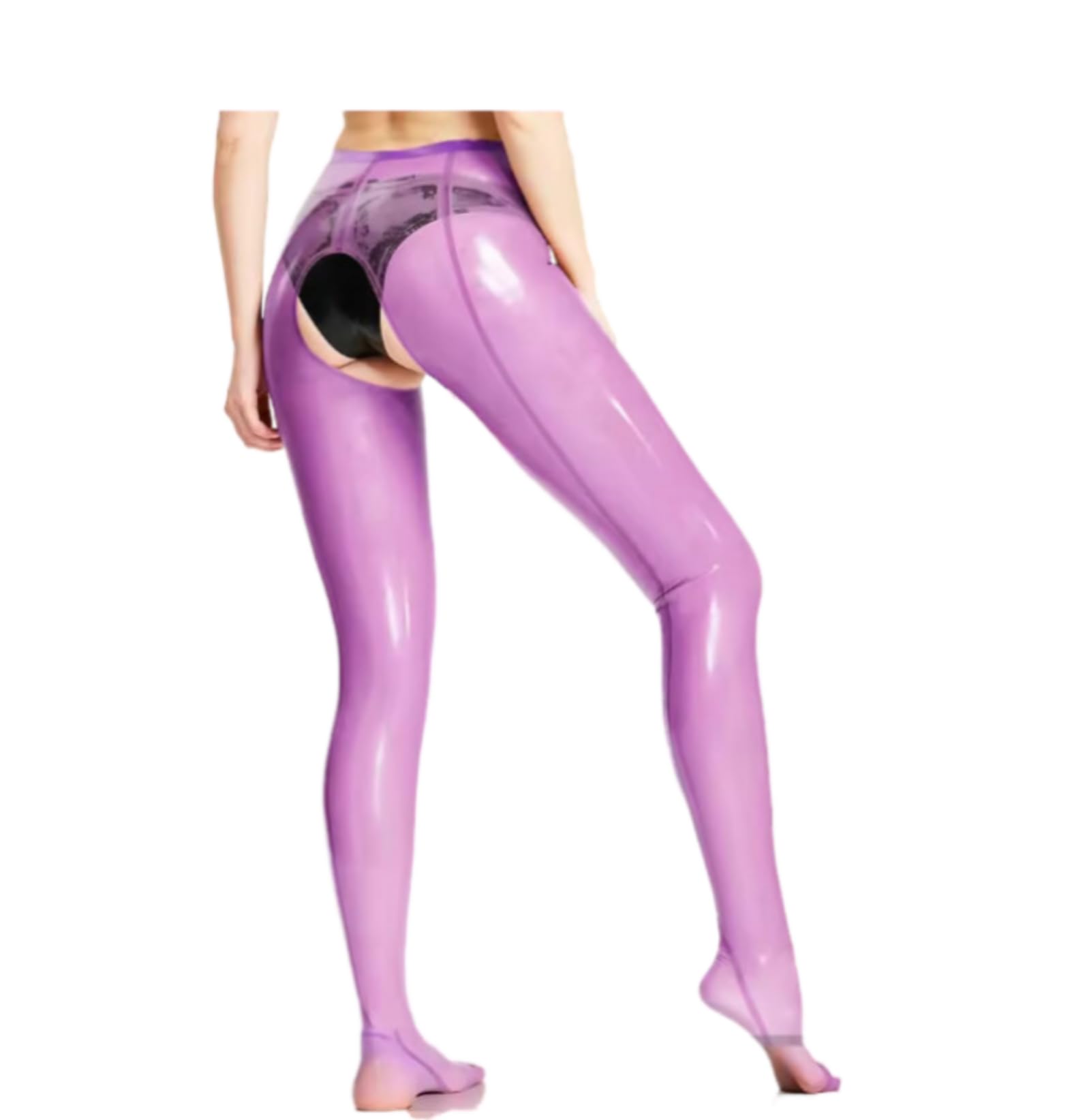 Latex Pants Latex-Leggings und Strümpfe, Damen-Leggings mit hoher Taille, elastisch, ausgehöhltes Design im Schritt, sexy, figurbetont