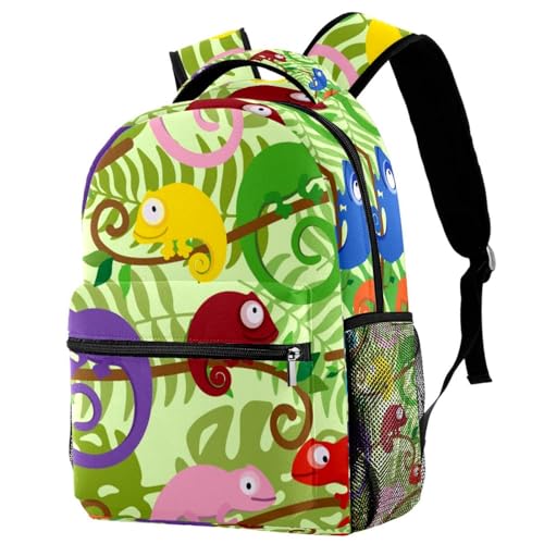 Sac à dos d'école lézard coloré 29x20x40cm pour ados