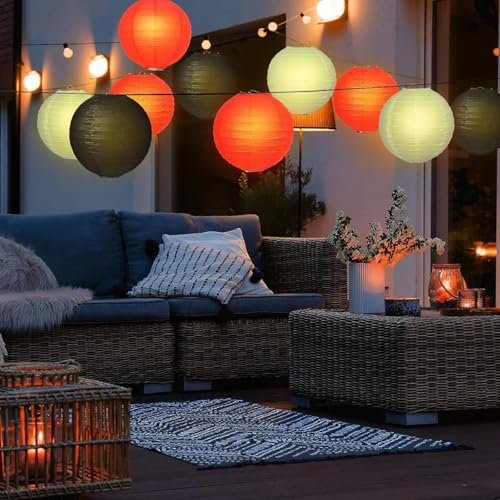 Image of Black Red White Paper Lanterns Decorative 12pcs Party Hanging Decorations for Party Bridal Shower Wedding Baby Shower Graduation Anniversary Room Decor