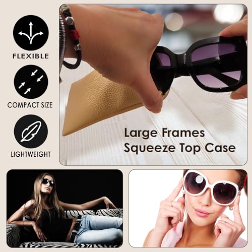 Image of Soft Sunglasses case | Large Glasses Case Holder - Eyeglass Pouch Squeeze Top | Glasses pouch Lightweight Extra Layers