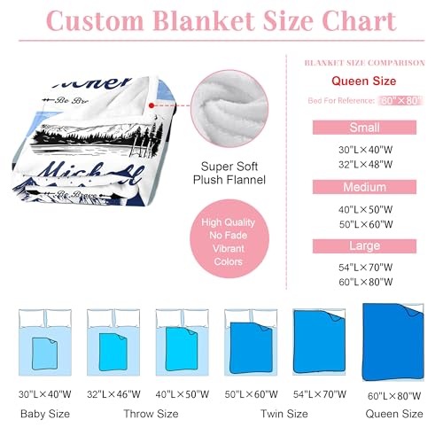 Image of Personalized Baby Blanket with Name, Custom Name Blanket for Kids Soft Flanne Blankets in Easter Personalized Baby Gifts for Infant Newborn Shower (Mountain)