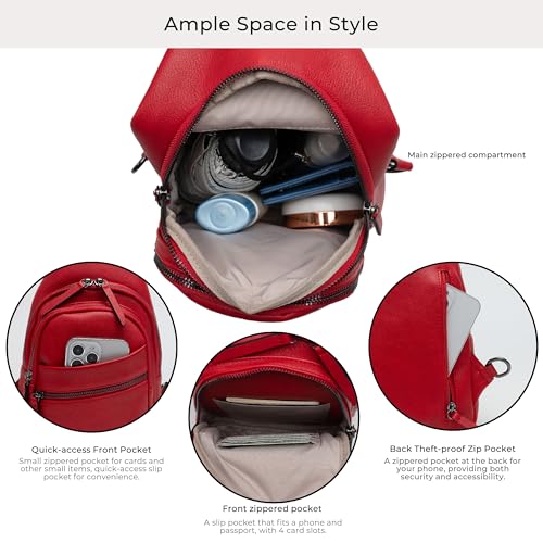Image of Alldaily Large Sling Bag for Women Crossbody Purse Leather Fashionable Trendy Chest Bag for Travel, Fanny Pack (Red)