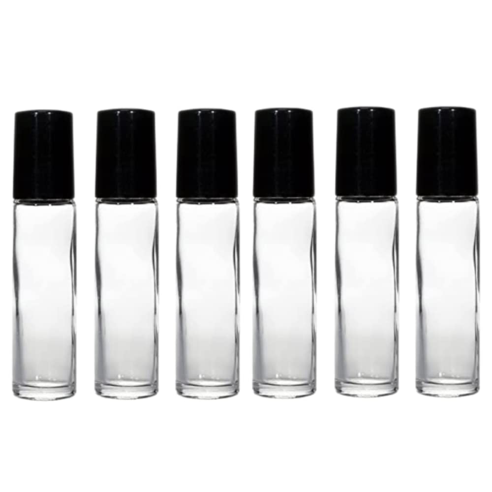 Dethra Beauty care 10ML Empty Glass Roll on Bottles with Roller Ball & Black Plastic Cap, Roll on Bottles for Perfumes, Lip Serums, Eyebrow Growth Serums, Refillable Bottle, 10ML- Pack of 6-image-3
