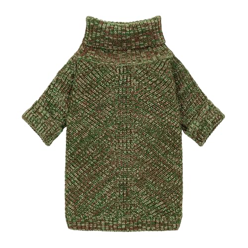 Image of Fitwarm Knitted Turtleneck Dog Sweater, Thermal Dog Winter Clothes for Small Dogs Boy Girl, Holiday Pet Outfit, Heather Green, XL