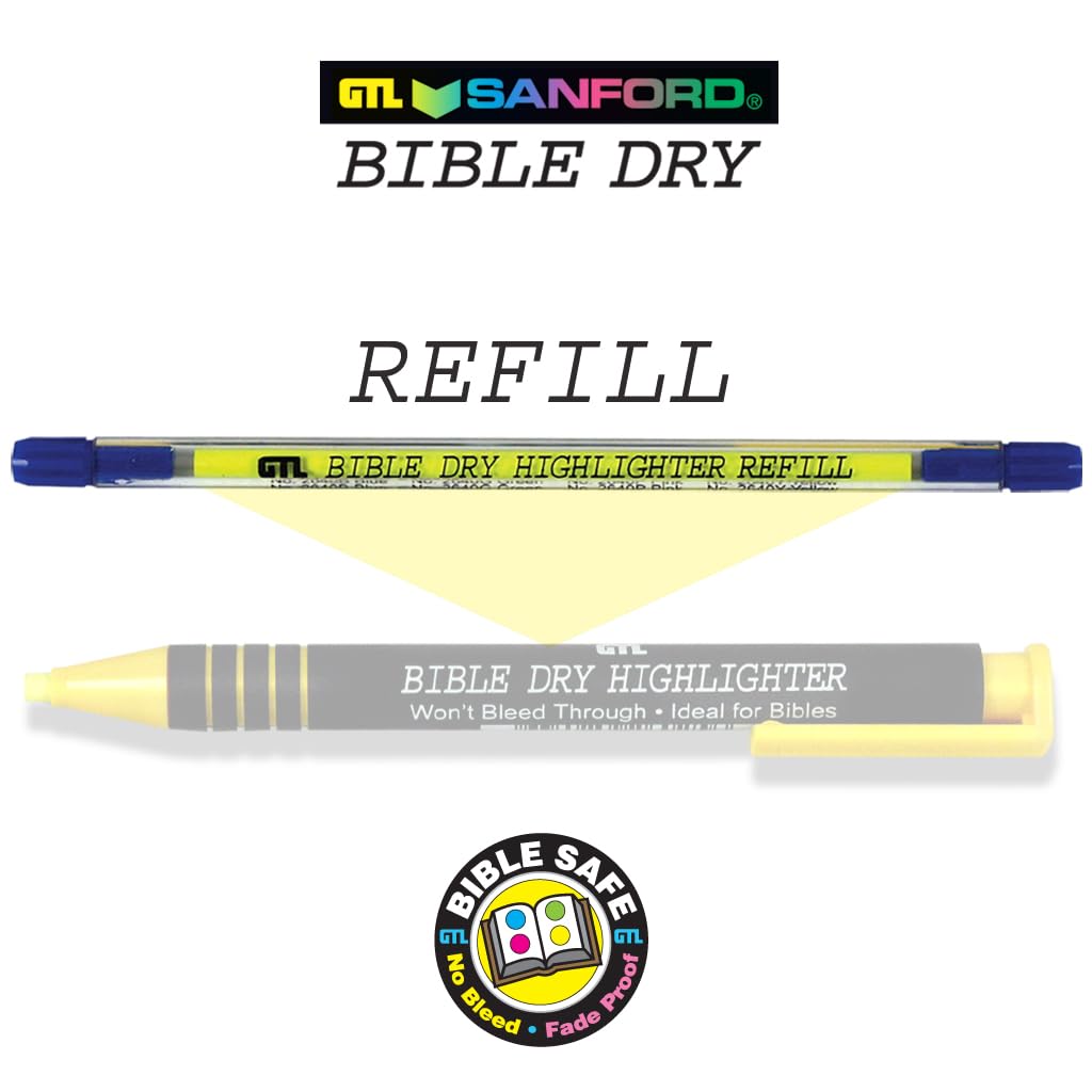 Amarillo seco Biblia marcador con 2 unidades Amarillo Biblia seco Highlighter Recambio