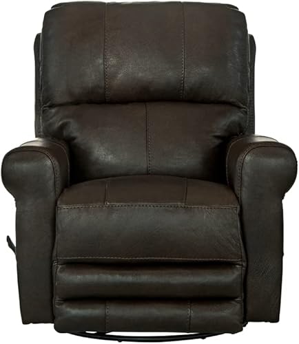 Catnapper Samuel 360 Degree Swivel Glider Recliner in Chocolate Brown Leather