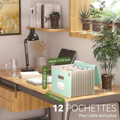 Trieur 12 compartiments A4 classeur range document en paille de blé - 2