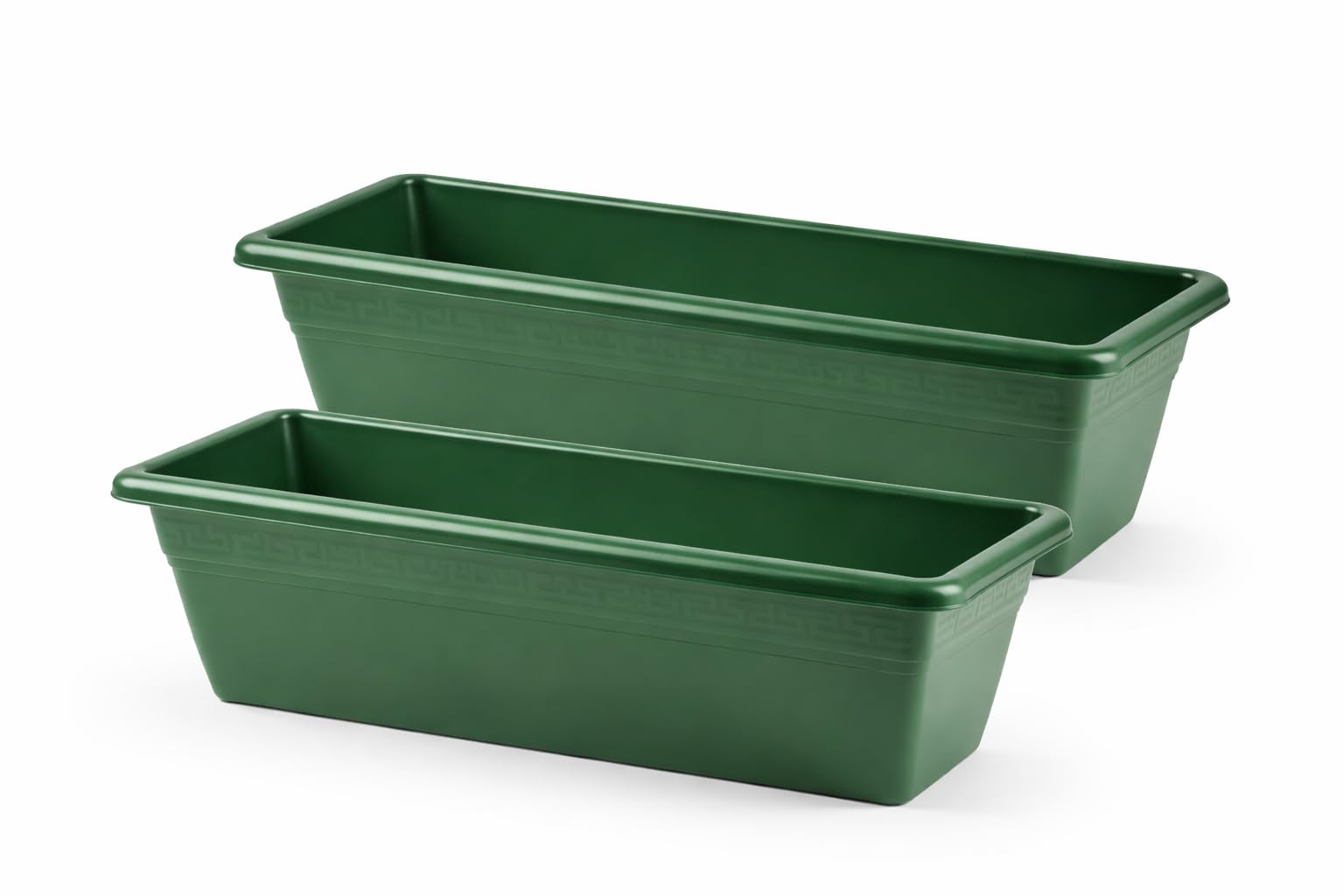 Muddy Hands Green Pack Of 2 - Garden Trough Planters Rectangular Window Box Flower Herb Vegetable Plant Pots Outdoor Balcony Patio Planters (, 40Cm)