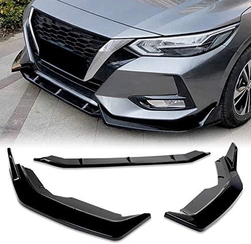 3PCS Front Bumper Lip Kit fit for Compatible with 2020-2023 Nissan Sentra Sedan/4DR, Sports-Style Splitter Trim Protection Spoiler, Air-Dam-Chin-Diffuser (Painted Black)