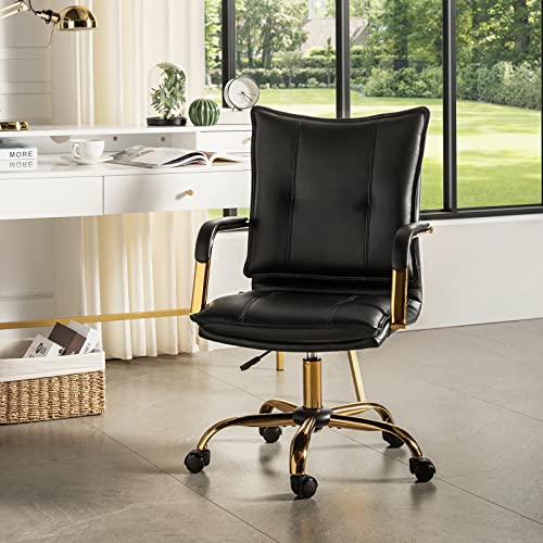 HULALA HOME Faux Leather Home Office Desk Chair, Adjustable Swivel