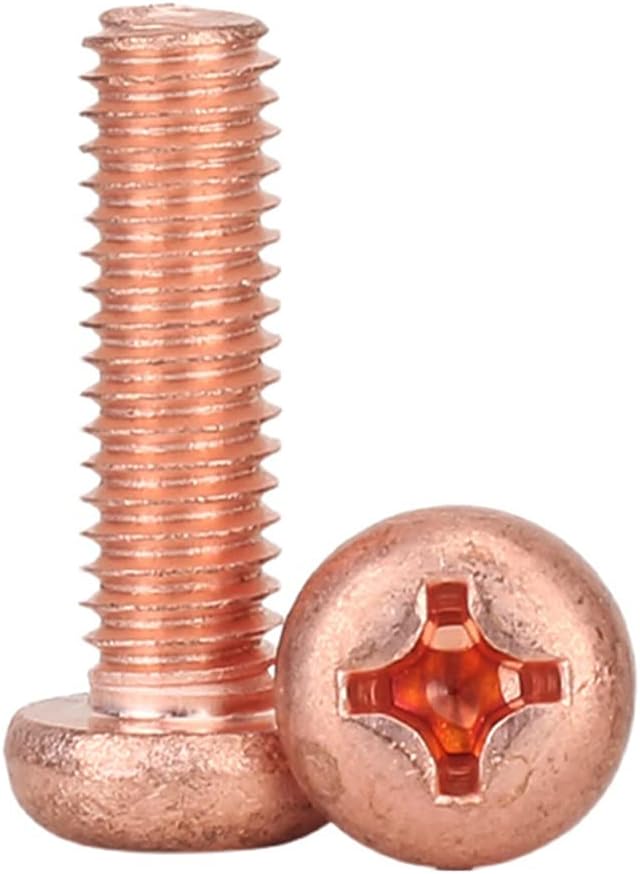 M3 M4 M5 M6 Copper Round Head Cross Screw High Conductivity Pan Head Phillips Groove Machine Tooth Screw 20mm M3 (10Pcs)