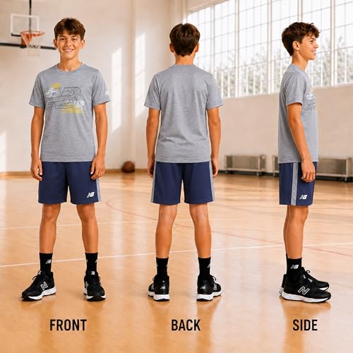 Image of New Balance Boys Short Sets - 2 Piece Active Performance Athletic Shirt and Kids Basketball Gym Shorts for Boys (8-12)