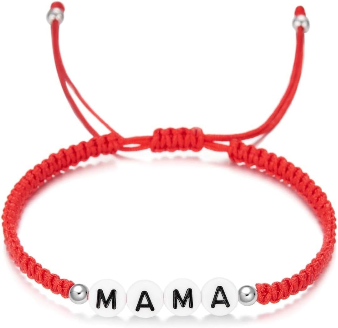 Mother's Day MAMA Letter Red Rope Necklace Handmade Adjustable Mom Jewelry Gift