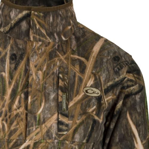 Drake Waterfowl Men's MST Camp Fleece 1/4 Placket Hunting Anti-Pill Moisture Wicking Camo Pullover w/Magnattach Chest Pocket3