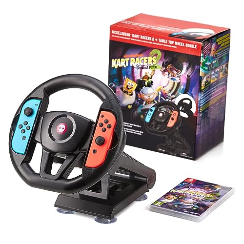 Price comparison product image Nickelodeon Kart Racers 2 & Official Numskull Joy-Con Steering Wheel Deluxe Bundle - Official Nintendo Switch Game with Table-Top Racing Wheel Accessory for Switch Console