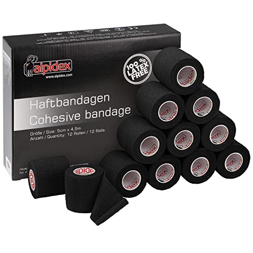 ALPIDEX 12 Rollos Venda Autoadhesiva Elástica 5 cm x 4,5 m Cohesiva