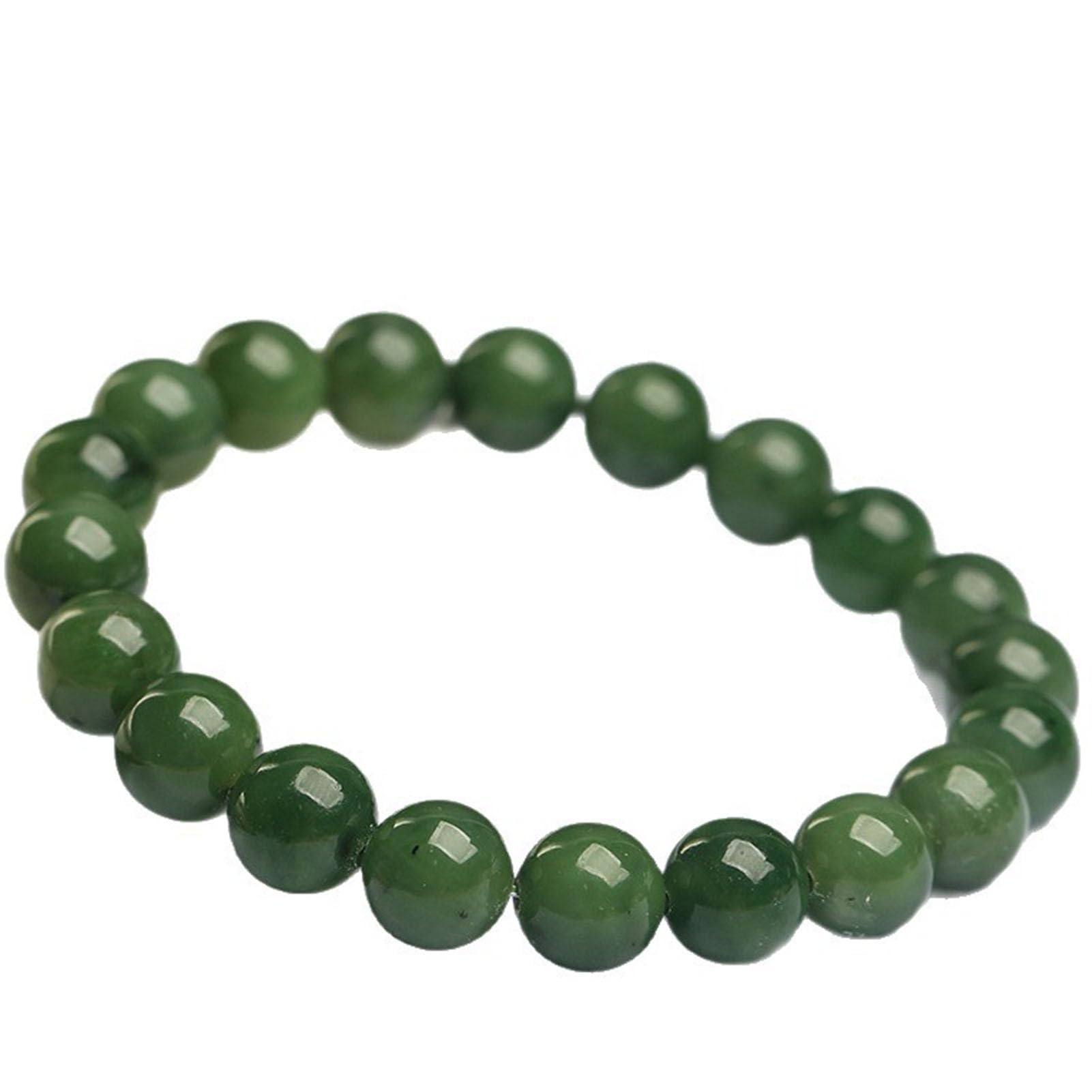 Ricchezza Guarigione Bracciale Jadeíta Donna Prosperità, Fengshui Fatti a Mano da Uomo Braccialetti Elastici Elasticizzati con Pietre preziose Naturali Perline di Pietra Rotonde,9MM
