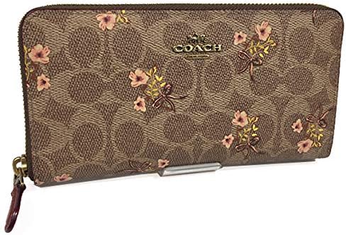 Amazon コーチ Coach 財布 長財布 アコーディオン ジップ ウォレット シグネチャー フローラル バウ プリント B4 Tan B4 T2 ベージュ カーキ レディース 花柄 コーチ直営ブティック品 並行輸入品 Coach コーチ 財布