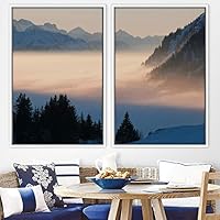 2 Piece Framed Canvas Wall Art Sunrise in The Trees Canvas Prints Home Artwork Decoration for Living Room,Bedroom - 16