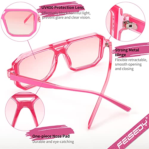 FEISEDY Retro Sunglasses for Women Men Trendy Aviator Sunglasses Classic Square Frame Shades B29394