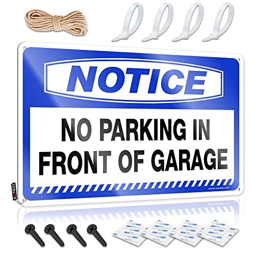 Cartel metálico No Parking In Front of Garage letrero de estaño 30x40