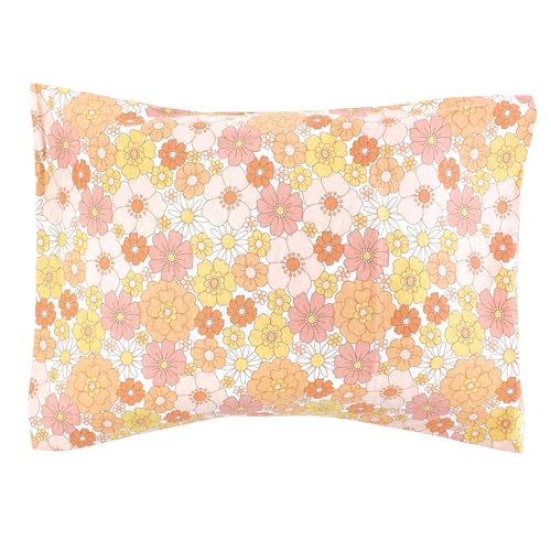 Image of Hudson Baby Unisex Baby Cotton Toddler Pillow Case, Peace Love Flowers, One Size