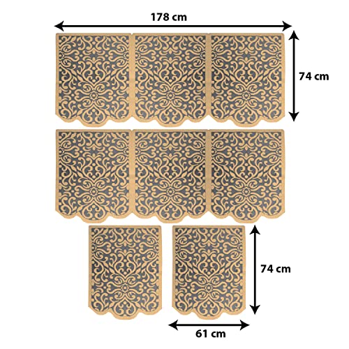 Image of Heart Home Artcam Design 5 Seater Cotton Sofa Cover Set (Golden)