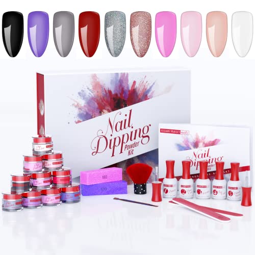 Dip Powder Nail Kit - Beginners DIY Dipping Powder Nail Kit Starter Set With Everything Inc 10 Acrylic Dip Nail Powder Color, Liquids, Supplies, Nail Dip Powder Kit To Use At Home Or Dip Nail Kit Gift