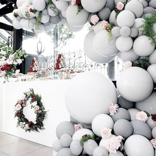 Image of PartyWoo Grey Balloons 50pcs Light Pastel Pale Gray Color 12 Inch