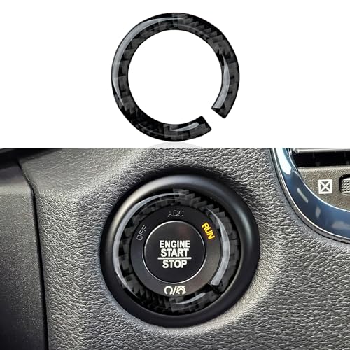 Image of Engine Start Stop Cover Decals for 2014 2015 2016 2017 2018 2019 2020 Dodge Durango Accessories Carbon Fiber Interior Stickers