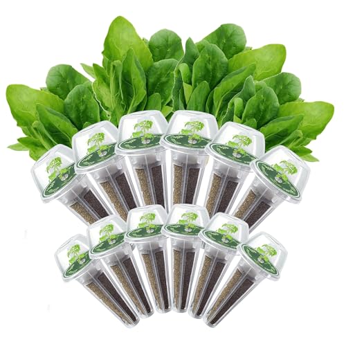 Spinach Seed Pods Kit for Hydroponic, 12 Pods Grow Anything Hydroponics Kit for Indoor Garden, Hydroponics Supplies with 12 Grow Sponges, 12 Plant Baskets, Spinach Seeds - 12 POD