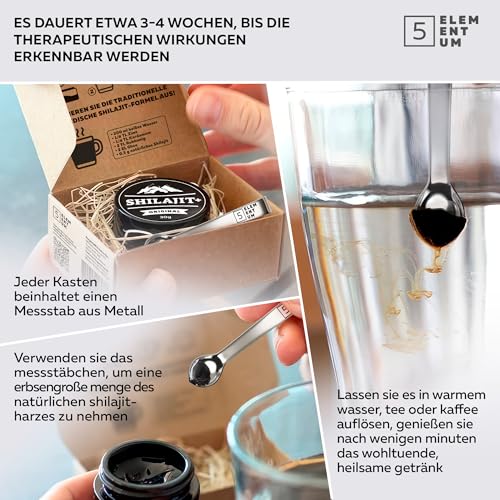 Shilajit Original Himalaya Harz – 85% Fulvinsäure – Mit 87 + natürlichen Mineralien – Reines Mumijo aus Indien – Vegan, Glutenfrei, Laborgeprüft (Eurofins) – 30 g = 60 Tage Vorrat