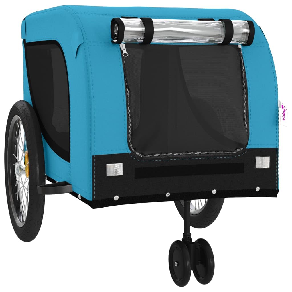 Hundebuggy Fahrradanhänger Blau Schwarz Oxford-Gewebe Eisen 45 kg Klappbar Gassi Gleiter Outdoor Tiertransport