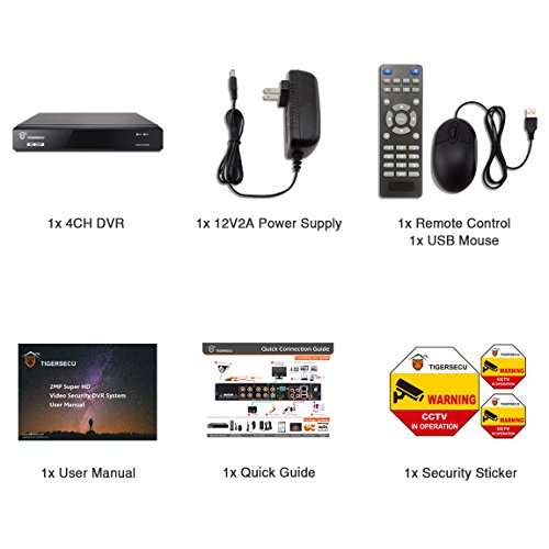 TIGERSECU Super HD 1080P H.264 4-Channel Hybrid 5-in-1 DVR NVR Security Video Recorder, Supports Analog and ONVIF IP Cameras (Cameras and Hard Drive Not Included)