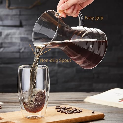 Image of Unbreakable - Pour Over Coffee Maker with Permanent Stainless Filter 27 fl oz, Thickened Heat-Resistant Borosilicate Glass Dripper Coffee Brewer, Stovetop Safe