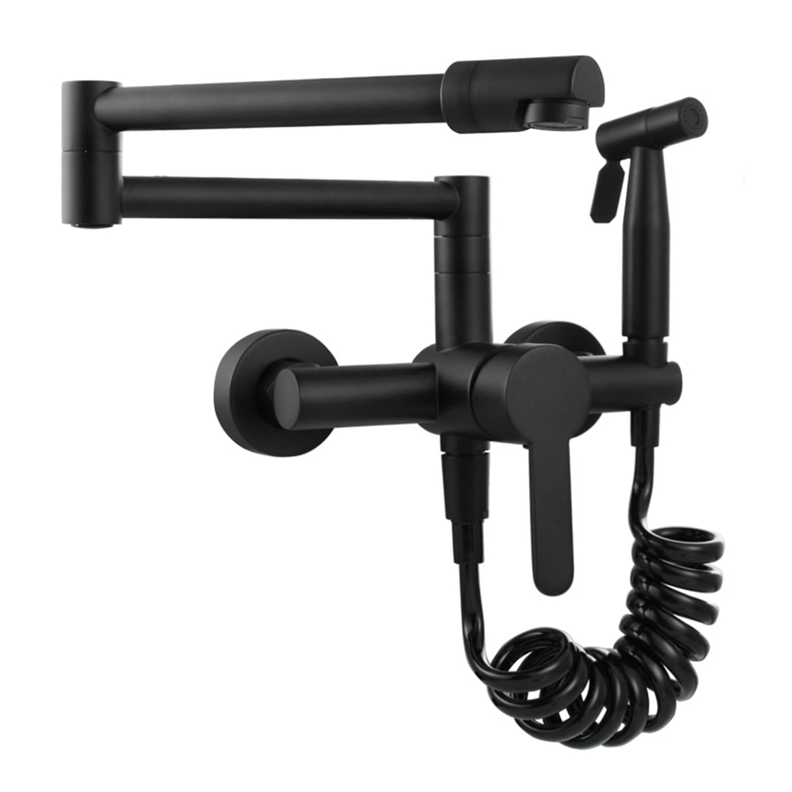 Robinet de baignoire-douche noir doté d'un bec pliant allongé pour un gain de place