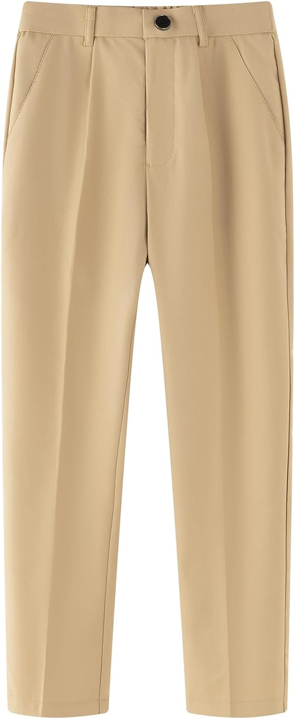 HILEELANG Boys Girls School Uniform Pants Kids Dress Slacks Pants Elastic Classic Trousers 5-16 Years - Image 4
