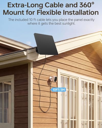 Solar Panel for Security Cameras, 6W Solar Battery Charger with Micro USB & USB-C, IP67 Waterproof with 360° Adjustable Mount - image 5