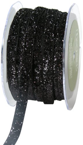 May Arts 3/8-Inch Wide Ribbon, Black Metallic Velvet #TOP7