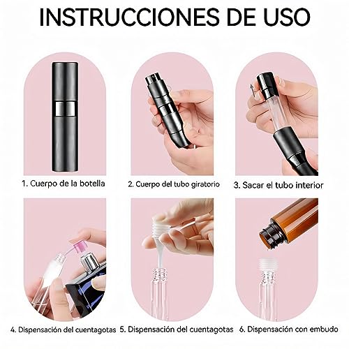 Image of Mini Perfume Atomizer, 5PCS Portable Travel and Go Perfumer, 8ML Spray Bottle, Refillable Aluminium Perfume Bottle for Women and Men, Black