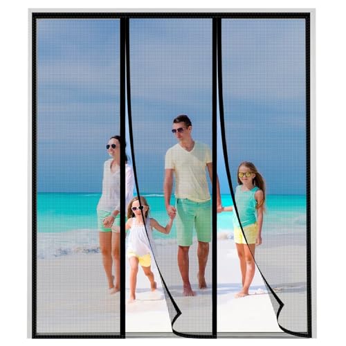 Mosquitera magnética para ventana 280x245cm Negro, cortina antimosquitos antiinsectos, para puertas francesas