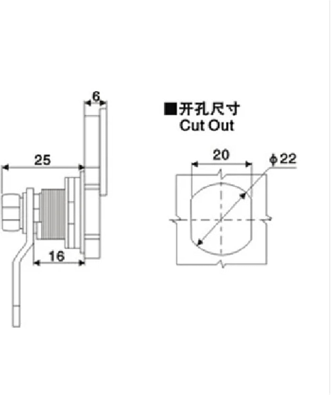MS705 Stainless Steel Door Cam Lock Electric Cabinet Linear Triangle Inner-Hexagon Lock 1Pcs